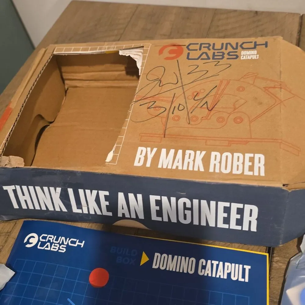 -Open Box- Crunch Labs By Mark Rober Domino Catapult Build Box